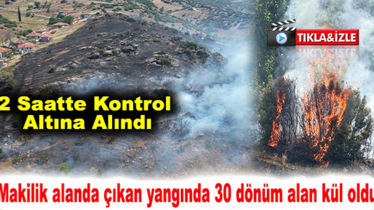 Makilik alanda çıkan yangında 30 dönüm alan kül oldu
